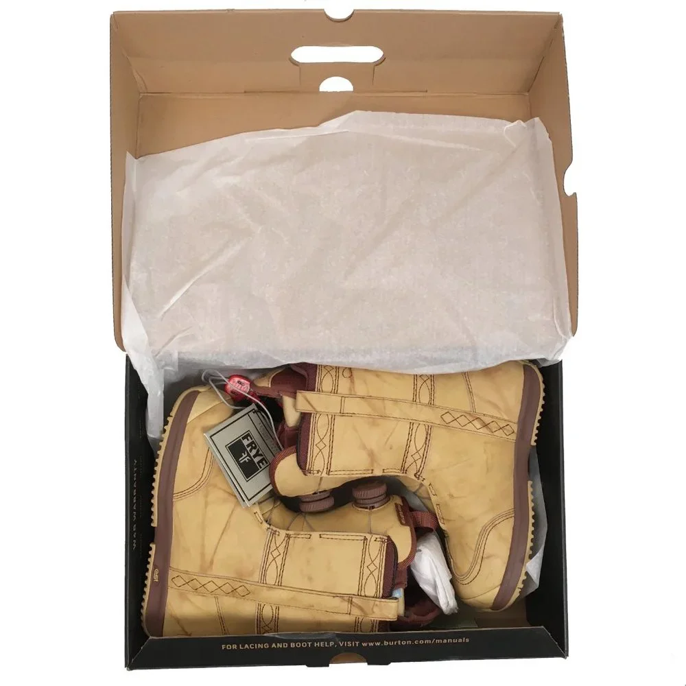 NEW $500 Burton Burton x Frye Snowboard Boots! Tan Leather Boa Southwest Design
